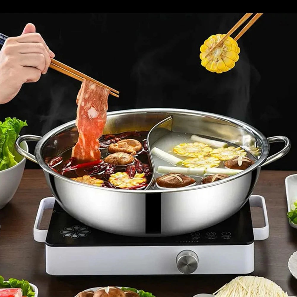 Stainless Steel Twin Divided Double Pot Hotpot Cooker
