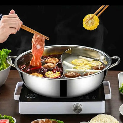Stainless Steel Twin Divided Double Pot Hotpot Cooker