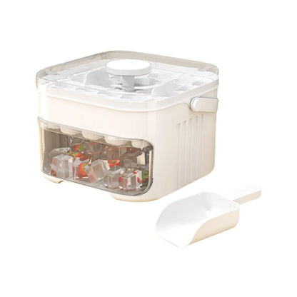 50-Cube Ice Maker with Easy Press Cap Double Layer Ice Cube Maker Refrigerator Household Ice Storage Ice Box