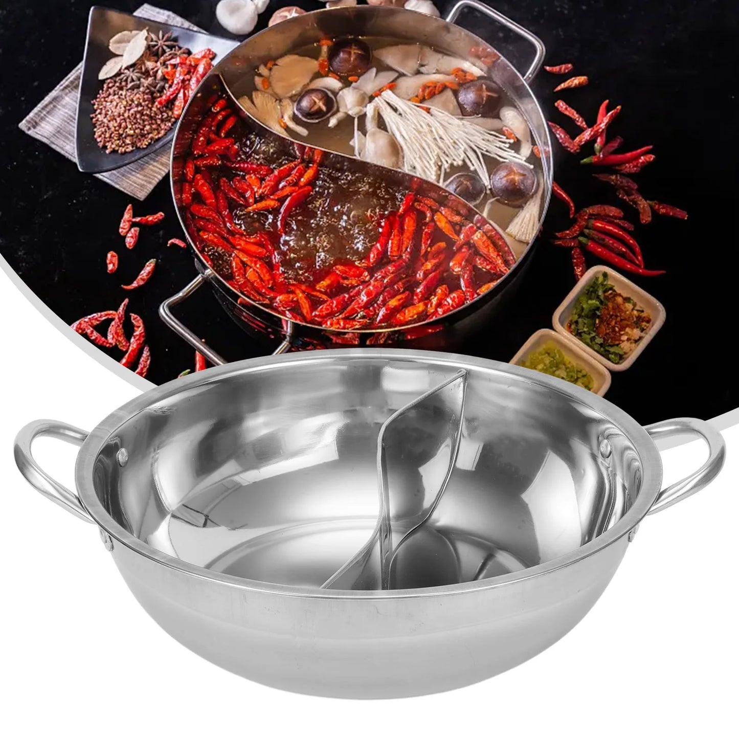 Stainless Steel Twin Divided Double Pot Hotpot Cooker