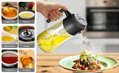 1-2PCS 2in1 Olive Oil Dispenser Bottle 500ml Plastic Oil Sprayer Cooking Oil Spray Tank BBQ Baking Picnic Kitchen Tools for Home
