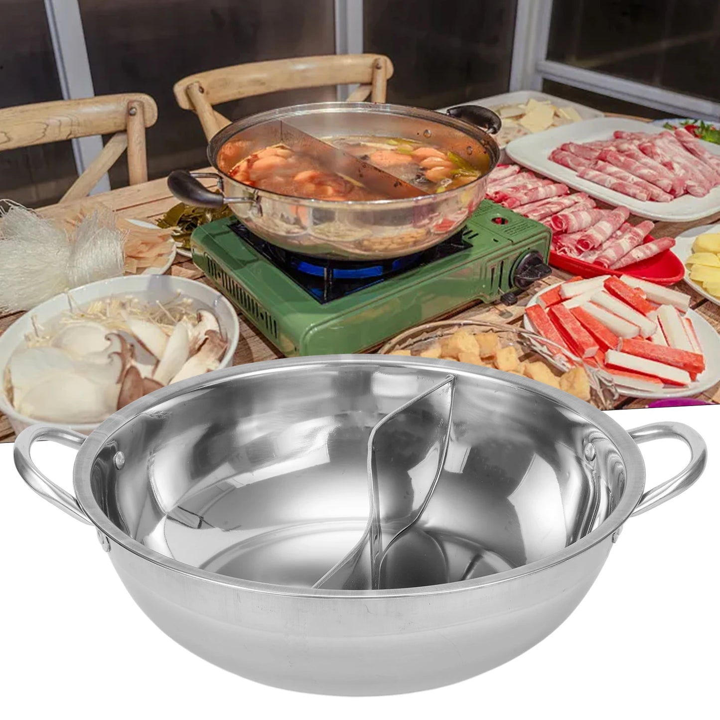 Stainless Steel Twin Divided Double Pot Hotpot Cooker