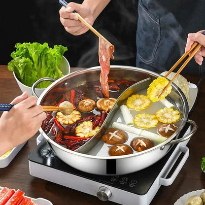 Stainless Steel Twin Divided Double Pot Hotpot Cooker