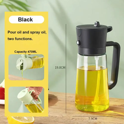 1-2PCS 2in1 Olive Oil Dispenser Bottle 500ml Plastic Oil Sprayer Cooking Oil Spray Tank BBQ Baking Picnic Kitchen Tools for Home