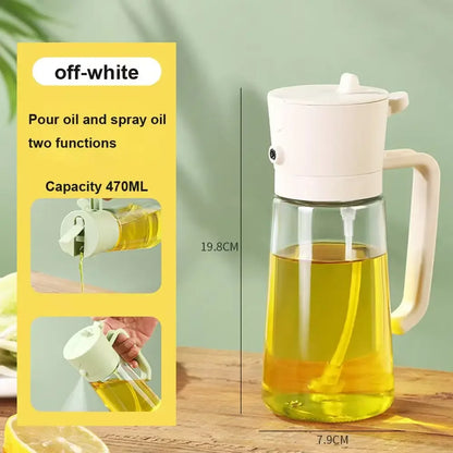 1-2PCS 2in1 Olive Oil Dispenser Bottle 500ml Plastic Oil Sprayer Cooking Oil Spray Tank BBQ Baking Picnic Kitchen Tools for Home